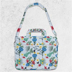 Blue Floral Stripes Macbook Pro Shoulder Laptop Bag 