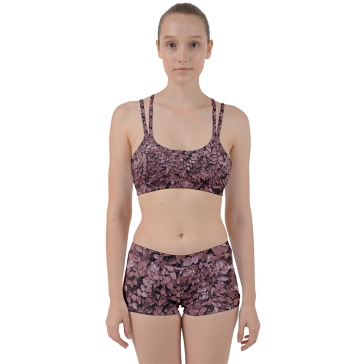 Red Leaves Photo Pattern Perfect Fit Gym Set