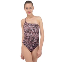 Red Leaves Photo Pattern Classic One Shoulder Swimsuit