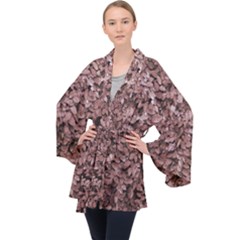 Red Leaves Photo Pattern Long Sleeve Velvet Kimono  by dflcprintsclothing