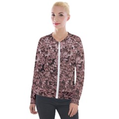 Red Leaves Photo Pattern Velvet Zip Up Jacket by dflcprintsclothing