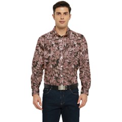 Red Leaves Photo Pattern Men s Long Sleeve Pocket Shirt 