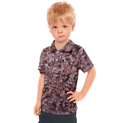 Red Leaves Photo Pattern Kids  Polo Tee by dflcprintsclothing