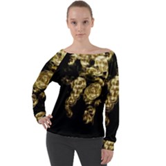 Bud Gilt  Off Shoulder Long Sleeve Velour Top by MRNStudios