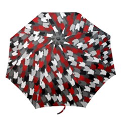 Abstract Paint Splashes, Mixed Colors, Black, Red, White Folding Umbrellas by Casemiro