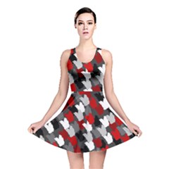 Abstract Paint Splashes, Mixed Colors, Black, Red, White Reversible Skater Dress by Casemiro