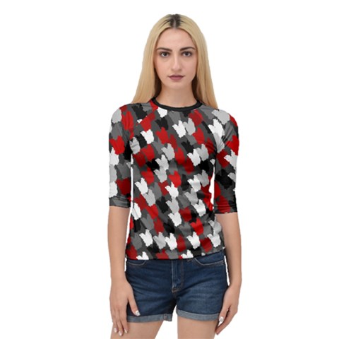 Abstract Paint Splashes, Mixed Colors, Black, Red, White Quarter Sleeve Raglan Tee by Casemiro