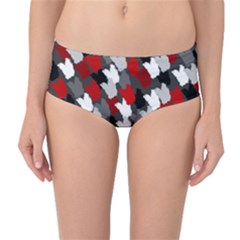 Abstract Paint Splashes, Mixed Colors, Black, Red, White Mid-waist Bikini Bottoms by Casemiro