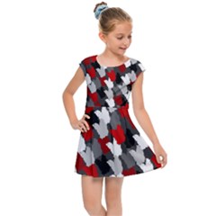 Abstract Paint Splashes, Mixed Colors, Black, Red, White Kids  Cap Sleeve Dress by Casemiro