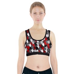 Abstract Paint Splashes, Mixed Colors, Black, Red, White Sports Bra With Pocket by Casemiro