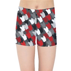 Abstract Paint Splashes, Mixed Colors, Black, Red, White Kids  Sports Shorts by Casemiro