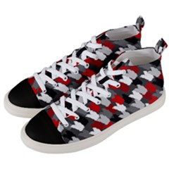 Abstract Paint Splashes, Mixed Colors, Black, Red, White Men s Mid-top Canvas Sneakers