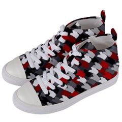 Abstract Paint Splashes, Mixed Colors, Black, Red, White Women s Mid-top Canvas Sneakers by Casemiro