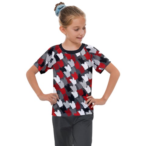 Abstract Paint Splashes, Mixed Colors, Black, Red, White Kids  Mesh Piece Tee by Casemiro