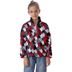 Abstract Paint Splashes, Mixed Colors, Black, Red, White Kids  Half Zip Hoodie by Casemiro