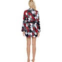 Abstract paint splashes, mixed colors, black, red, white Long Sleeve Satin Robe View2