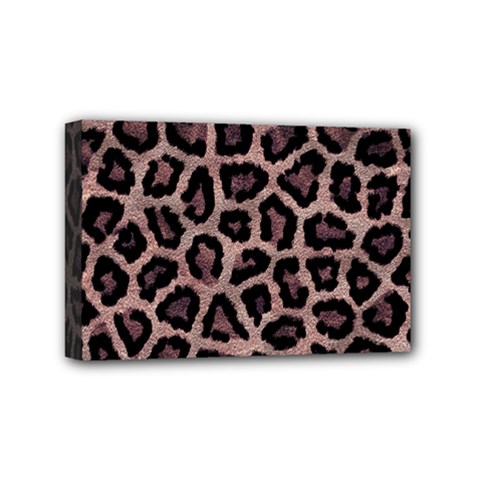 Realistic Leopard Fur Pattern, Brown, Black Spots Mini Canvas 6  X 4  (stretched) by Casemiro