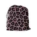 Realistic Leopard fur pattern, brown, black spots Drawstring Pouch (XL) View2