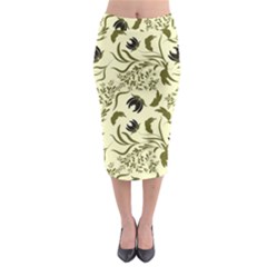 Folk Flowers Art Pattern Floral Abstract Surface Design  Seamless Pattern Midi Pencil Skirt by Eskimos