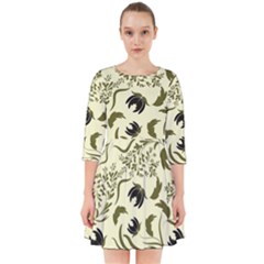 Folk Flowers Art Pattern Floral Abstract Surface Design  Seamless Pattern Smock Dress by Eskimos