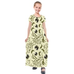 Folk Flowers Art Pattern Floral Abstract Surface Design  Seamless Pattern Kids  Short Sleeve Maxi Dress by Eskimos