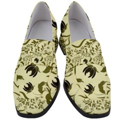 Folk Flowers Art Pattern Floral Abstract Surface Design  Seamless Pattern Women s Chunky Heel Loafers by Eskimos