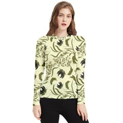 Folk Flowers Art Pattern Floral Abstract Surface Design  Seamless Pattern Women s Long Sleeve Rash Guard