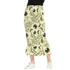 Folk Flowers Art Pattern Floral Abstract Surface Design  Seamless Pattern Maxi Fishtail Chiffon Skirt