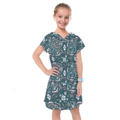 Folk Flowers Art Pattern Floral Abstract Surface Design  Seamless Pattern Kids  Drop Waist Dress