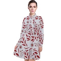 Folk Flowers Art Pattern Floral Abstract Surface Design  Seamless Pattern Long Sleeve Chiffon Shirt Dress by Eskimos