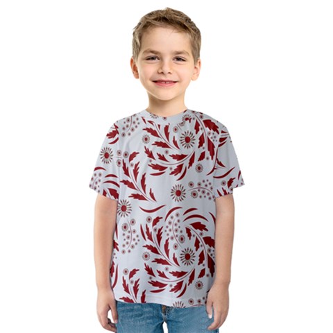 Folk Flowers Art Pattern Floral Abstract Surface Design  Seamless Pattern Kids  Sport Mesh Tee by Eskimos