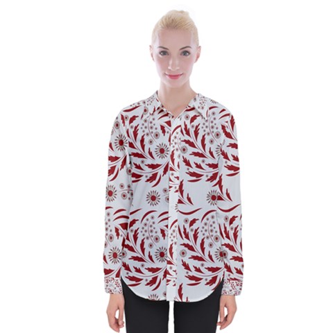 Folk Flowers Art Pattern Floral Abstract Surface Design  Seamless Pattern Womens Long Sleeve Shirt by Eskimos