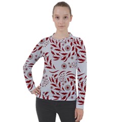 Folk Flowers Art Pattern Floral Abstract Surface Design  Seamless Pattern Women s Pique Long Sleeve Tee