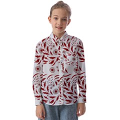 Folk Flowers Art Pattern Floral Abstract Surface Design  Seamless Pattern Kids  Long Sleeve Shirt by Eskimos