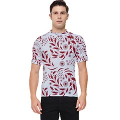 Folk Flowers Art Pattern Floral Abstract Surface Design  Seamless Pattern Men s Short Sleeve Rash Guard