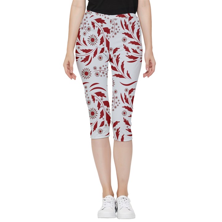 Folk flowers art pattern Floral abstract surface design  Seamless pattern Inside Out Lightweight Velour Capri Leggings 