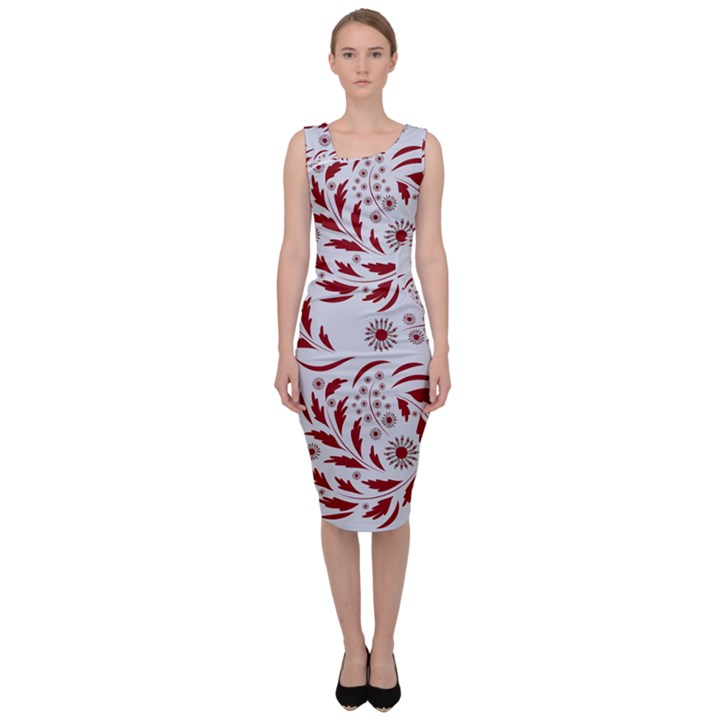 Folk flowers art pattern Floral abstract surface design  Seamless pattern Sleeveless Pencil Dress