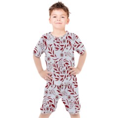 Folk Flowers Art Pattern Floral Abstract Surface Design  Seamless Pattern Kids  Tee And Shorts Set by Eskimos