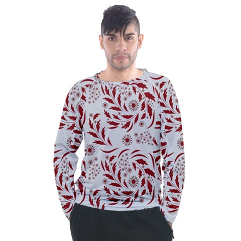 Folk Flowers Art Pattern Floral Abstract Surface Design  Seamless Pattern Men s Long Sleeve Raglan Tee by Eskimos