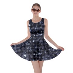 Geometric Dark Blue Abstract Print Pattern Skater Dress by dflcprintsclothing