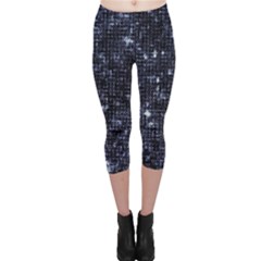 Geometric Dark Blue Abstract Print Pattern Capri Leggings  by dflcprintsclothing