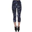 Geometric Dark Blue Abstract Print Pattern Capri Leggings  View2