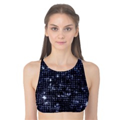 Geometric Dark Blue Abstract Print Pattern Tank Bikini Top by dflcprintsclothing