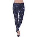 Geometric Dark Blue Abstract Print Pattern Velvet Leggings View1