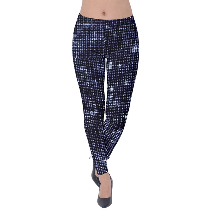 Geometric Dark Blue Abstract Print Pattern Velvet Leggings