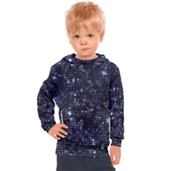 Geometric Dark Blue Abstract Print Pattern Kids  Hooded Pullover by dflcprintsclothing