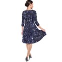 Geometric Dark Blue Abstract Print Pattern Quarter Sleeve Waist Band Dress View2