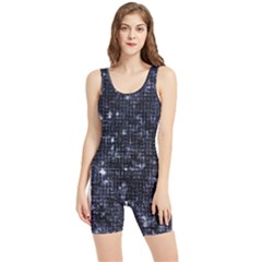 Geometric Dark Blue Abstract Print Pattern Women s Wrestling Singlet