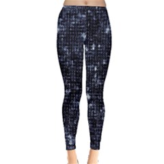 Geometric Dark Blue Abstract Print Pattern Inside Out Leggings by dflcprintsclothing