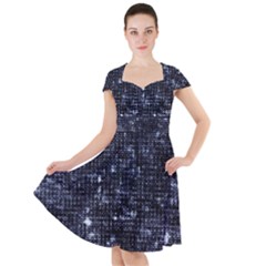 Geometric Dark Blue Abstract Print Pattern Cap Sleeve Midi Dress by dflcprintsclothing